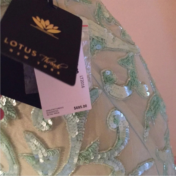 🔥HOST PICK🔥 Lotus Threads Green Sequined Formal Gown - Prom Dress - Wedding sz 8 - Picture 7 of 11